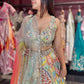 Multicolor Abstract Lehenga with Sweetheart Neckline Blouse