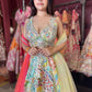 Multicolor Abstract Lehenga with Sweetheart Neckline Blouse