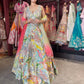 Multicolor Abstract Lehenga with Sweetheart Neckline Blouse