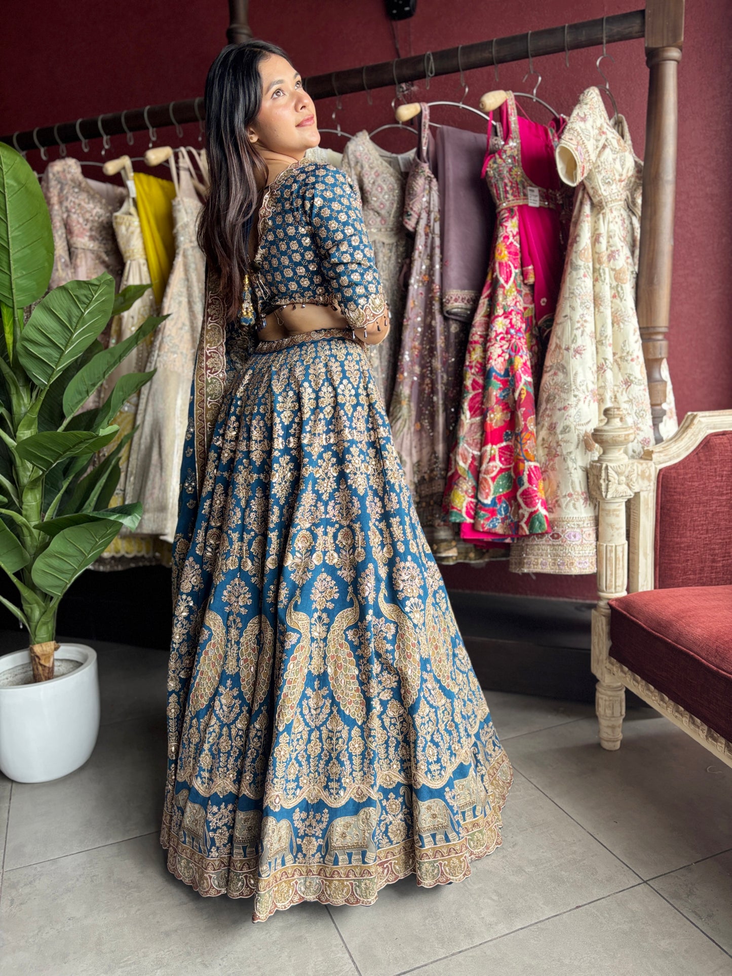 Royal Blue Heavy Zari Embroidered Designer Lehenga Set