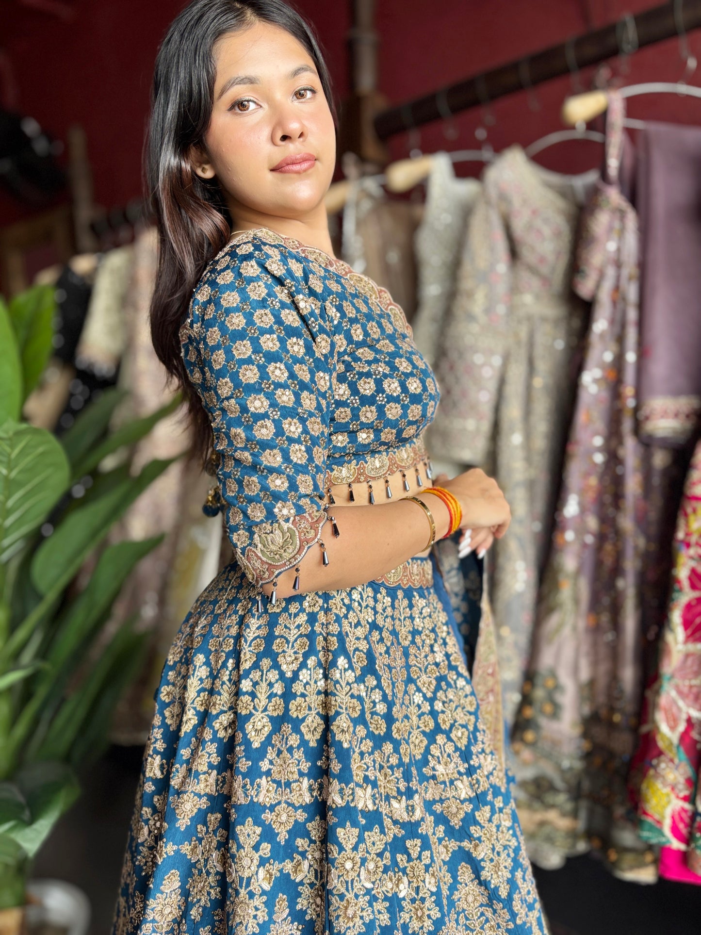 Royal Blue Heavy Zari Embroidered Designer Lehenga Set