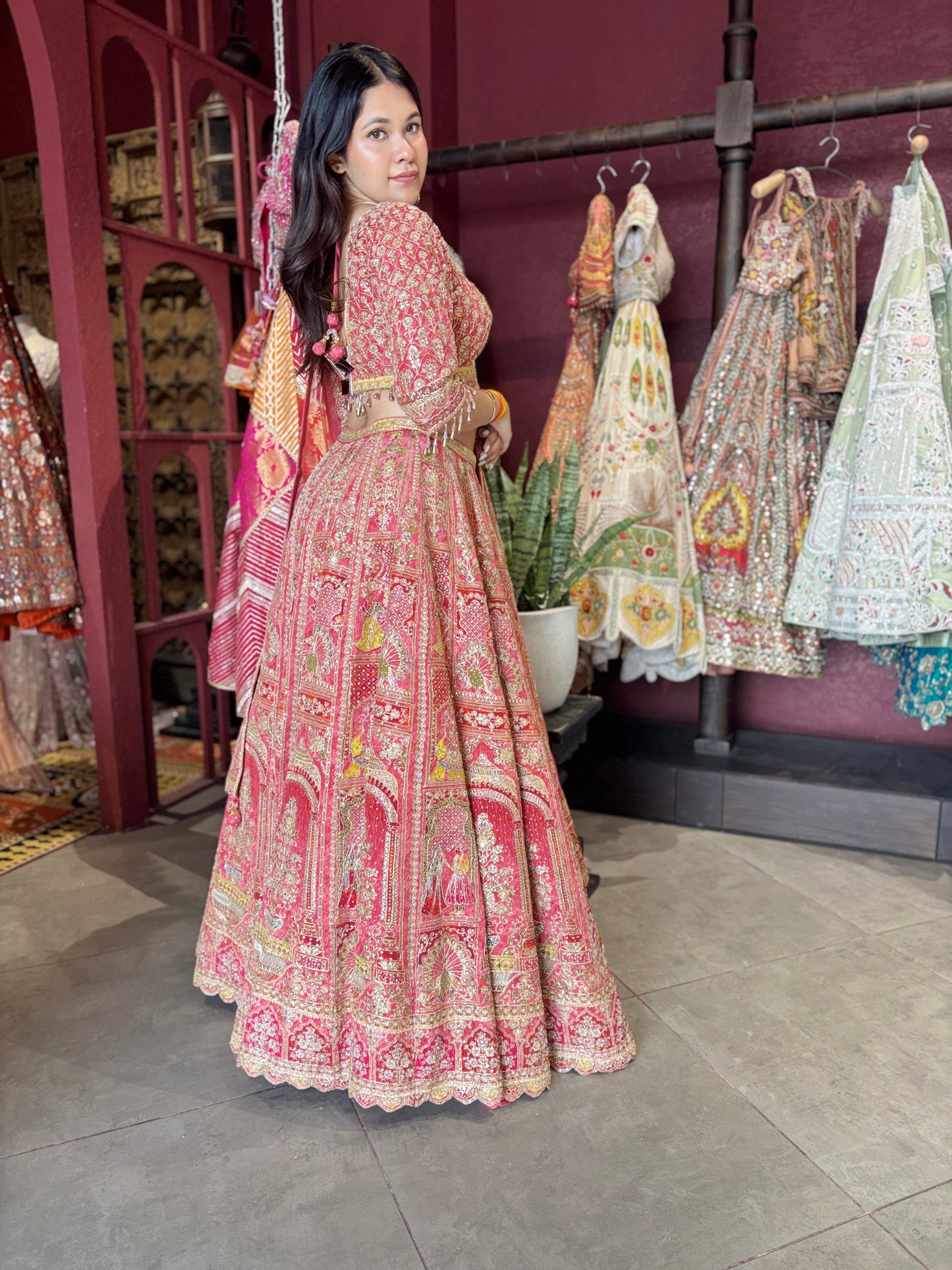 Royal Red Heavy Embroidered Bridal Lehenga with Net Dupatta