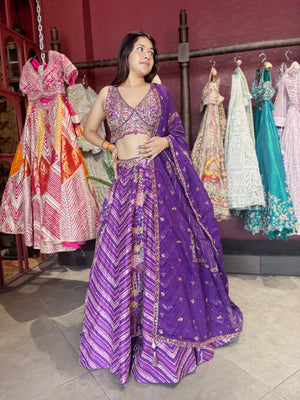 Royal Purple Multi-Color Embroidered Designer Lehenga Choli with Dupatta