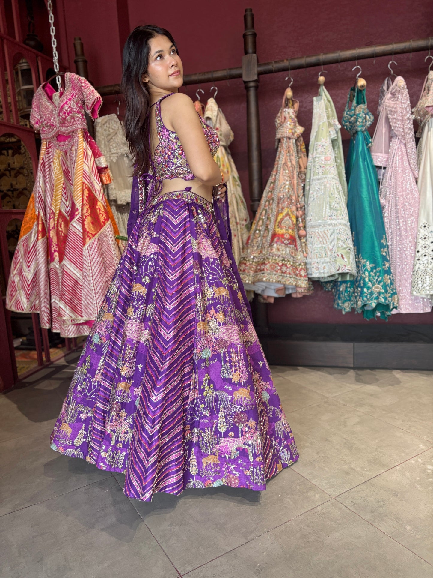 Royal Purple Multi-Color Embroidered Designer Lehenga Choli with Dupatta