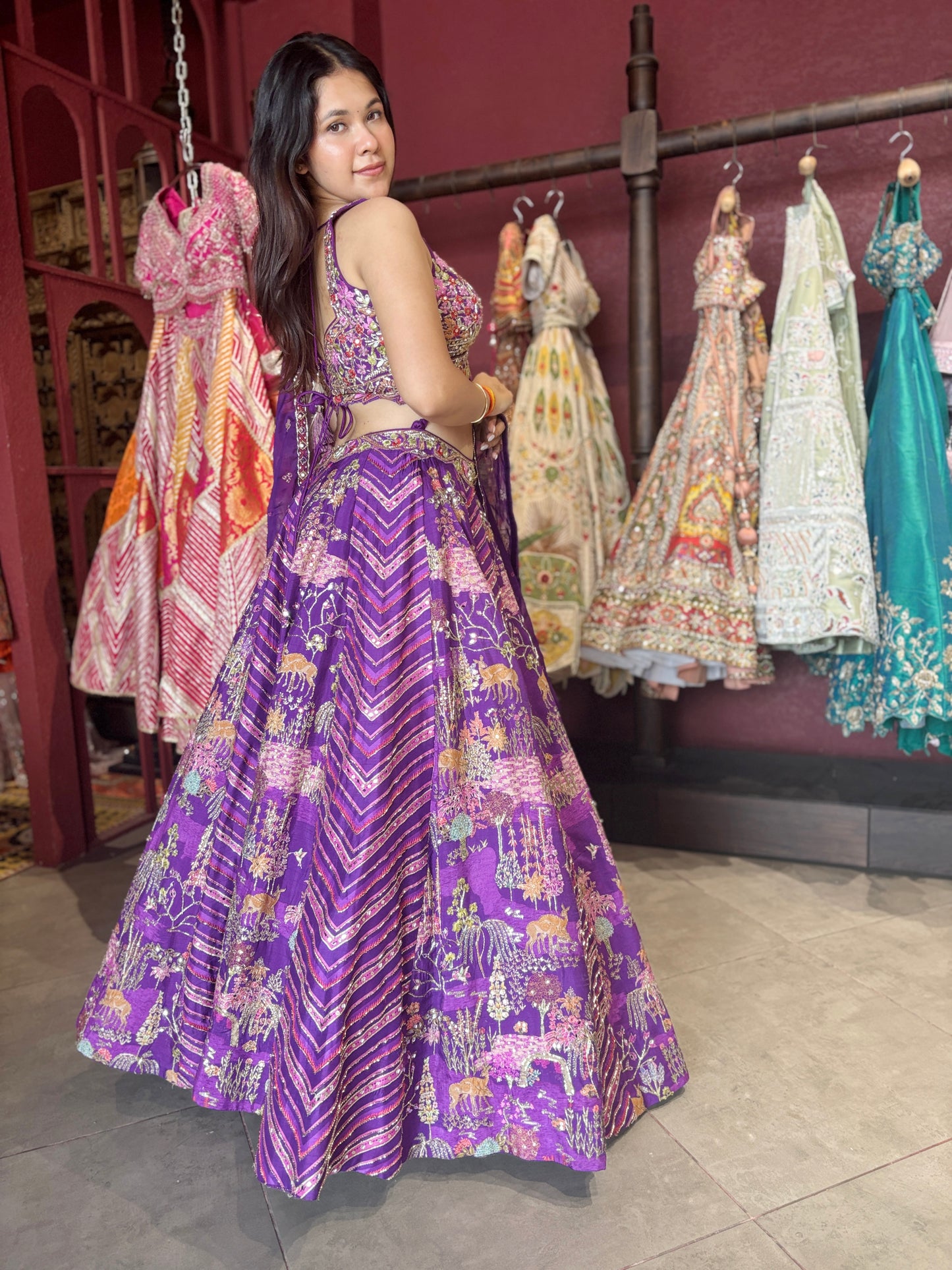 Royal Purple Multi-Color Embroidered Designer Lehenga Choli with Dupatta