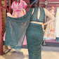Designer Emerald Green Drape Saree With Designer Blouse
