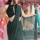 Designer Emerald Green Drape Saree With Designer Blouse