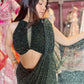 Designer Emerald Green Drape Saree With Designer Blouse