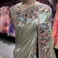 Sage Green Embroidered Saree with Handcrafted Motifs