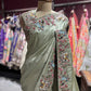 Sage Green Embroidered Saree with Handcrafted Motifs