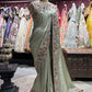 Sage Green Embroidered Saree with Handcrafted Motifs