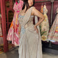 Designer Drape Saree with Multicolor Embellished Designer Blouse