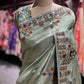 Pistachio Green Embroidered Saree with Peacock Motifs
