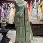 Pistachio Green Embroidered Saree with Peacock Motifs