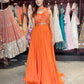 Orange Designer Georgette Lehenga with Embellished Crop Top & Dupatta