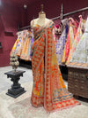 Orange Multicolor Printed Saree Traditional Festive Wear