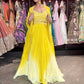 Yellow Ombre Designer Lehenga with Mirror Work Blouse & Dupatta