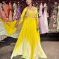 Yellow Ombre Designer Lehenga with Mirror Work Blouse & Dupatta