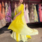 Yellow Ombre Designer Lehenga with Mirror Work Blouse & Dupatta