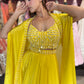Yellow Ombre Designer Lehenga with Mirror Work Blouse & Dupatta