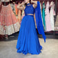 Royal Blue Sequins Designer Lehenga Set with Halter Neck Blouse