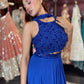 Royal Blue Sequins Designer Lehenga Set with Halter Neck Blouse