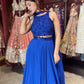 Royal Blue Sequins Designer Lehenga Set with Halter Neck Blouse