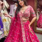 Rani Pink Silk Bridal Lehenga Choli with Sequins & Thread Work