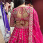 Rani Pink Silk Bridal Lehenga Choli with Sequins & Thread Work