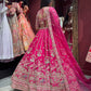 Rani Pink Silk Bridal Lehenga Choli with Sequins & Thread Work