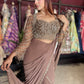 Brown Designer Ready-to-Wear Drape Saree with Embellished Blouse