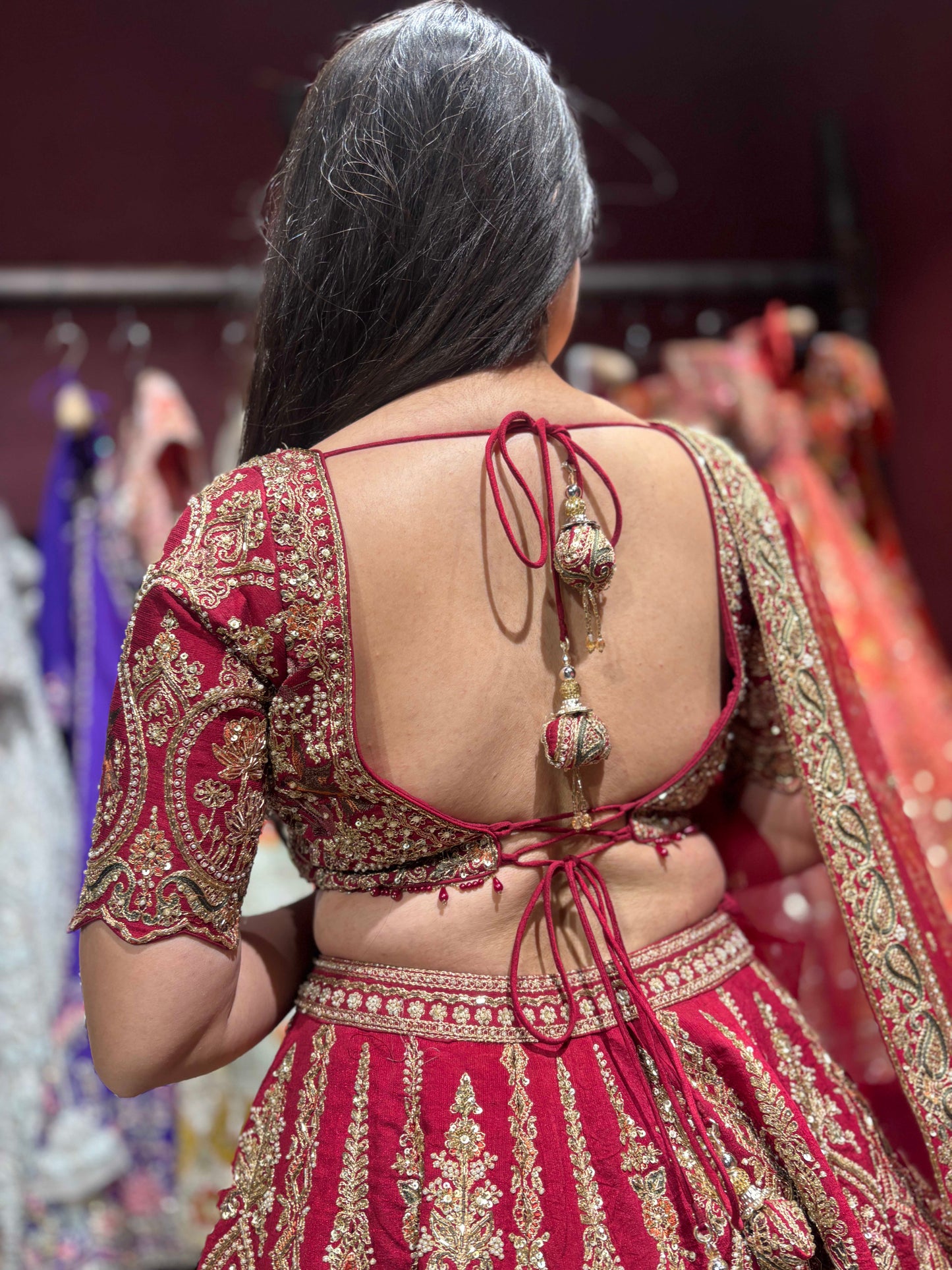 Red Bridal Lehenga Choli with Heavy Gold Zari & Traditional Work