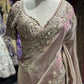 Elegant Golden Beige Designer Saree with Hand Embroidery & Sequin Work