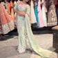 Sage Green Floral Embroidered Designer Saree with Matching Blouse