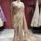 Elegant Golden Beige Designer Saree with Hand Embroidery & Sequin Work