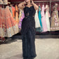 Midnight Black Sequined Ready-to-Wear Drape Saree with Designer Blouse