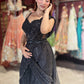 Midnight Black Sequined Ready-to-Wear Drape Saree with Designer Blouse