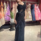 Midnight Black Sequined Ready-to-Wear Drape Saree with Designer Blouse
