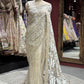 Luxury Ivory Designer Saree with Heavy Embroidery & Net Pallu