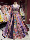 Velvet Lehenga Choli with Grand Blouse & Artistic Motif Panels