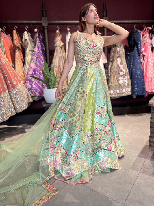 Embroidered Lehenga with Sheer Dupatta Traditional Craftsmanship