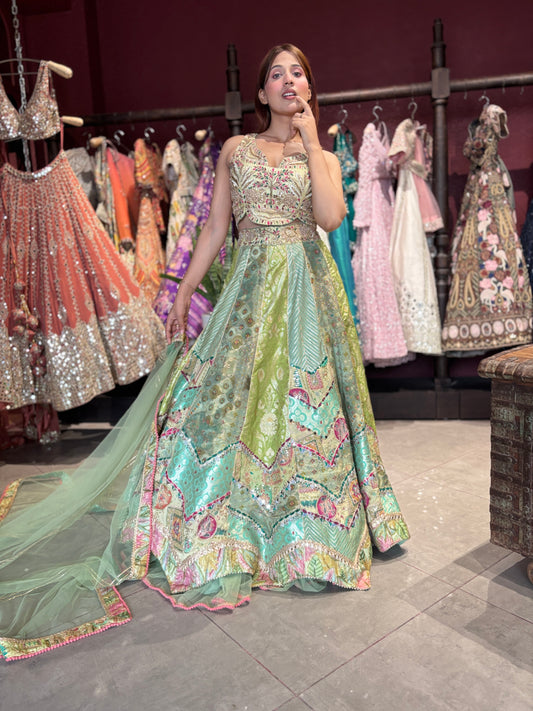 Embroidered Lehenga with Sheer Dupatta Traditional Craftsmanship