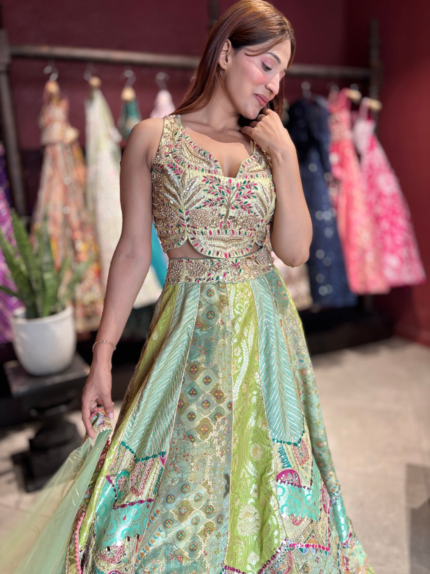 Embroidered Lehenga with Sheer Dupatta Traditional Craftsmanship