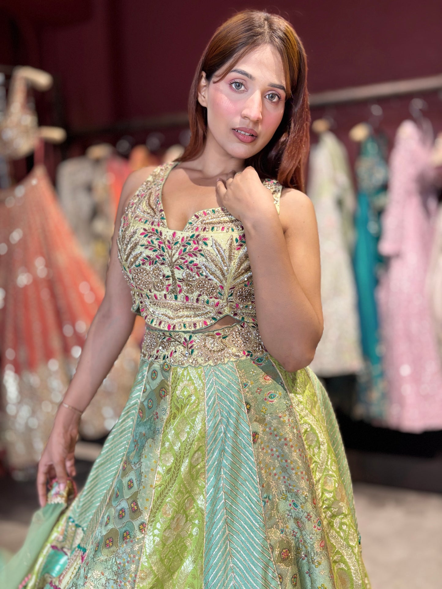 Embroidered Lehenga with Sheer Dupatta Traditional Craftsmanship
