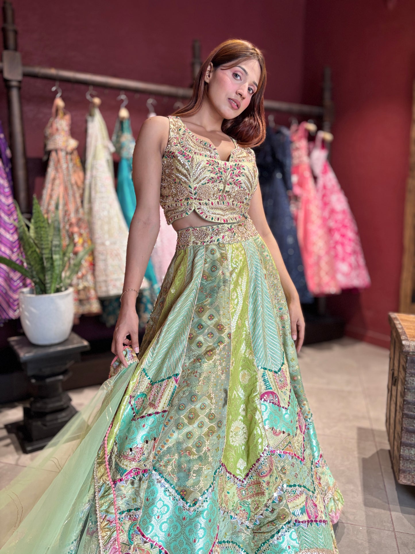 Embroidered Lehenga with Sheer Dupatta Traditional Craftsmanship
