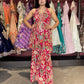 Floral Printed Sharara Set with Halter Neck Kurti Festive & Party Wear