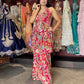 Floral Printed Sharara Set with Halter Neck Kurti Festive & Party Wear