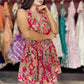 Floral Printed Sharara Set with Halter Neck Kurti Festive & Party Wear