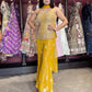 Yellow Embellished Sharara Set with Sequin Peplum Top & Dupatta