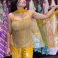 Yellow Embellished Sharara Set with Sequin Peplum Top & Dupatta